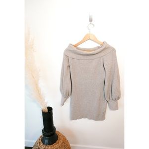 Gray off the shoulder sweater dress